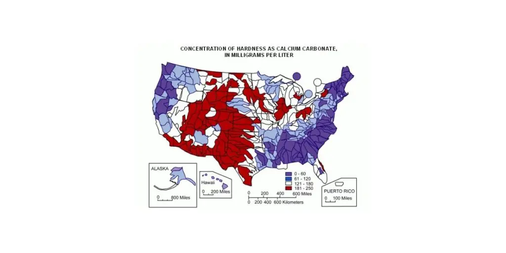 map of water hardness areas in the USA