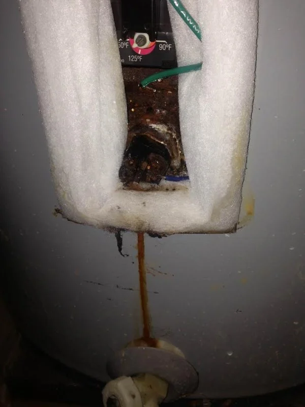 Rheem water heater leaking from thermostat