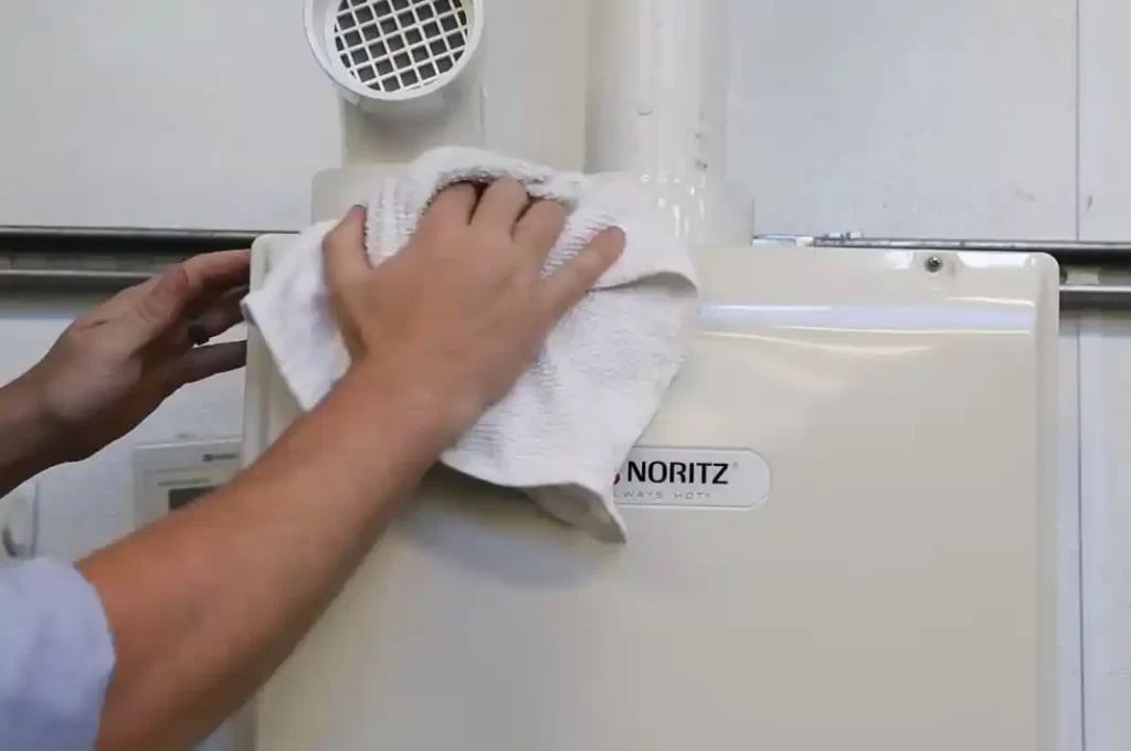 Cleaning the outer surface of Noritz Water Heater