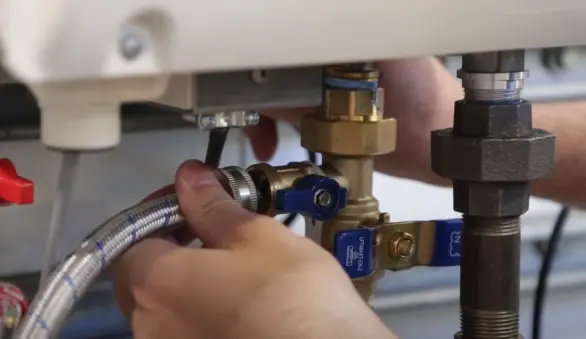 Connecting the pump hose to the cold water inlet valve