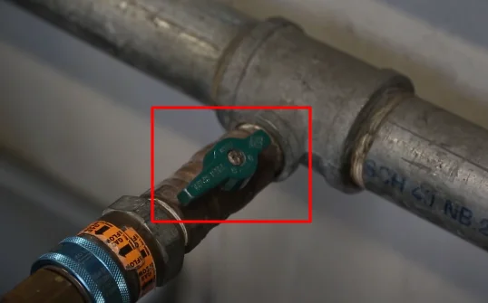 position of a fully opened gas supply valve on Nortiz