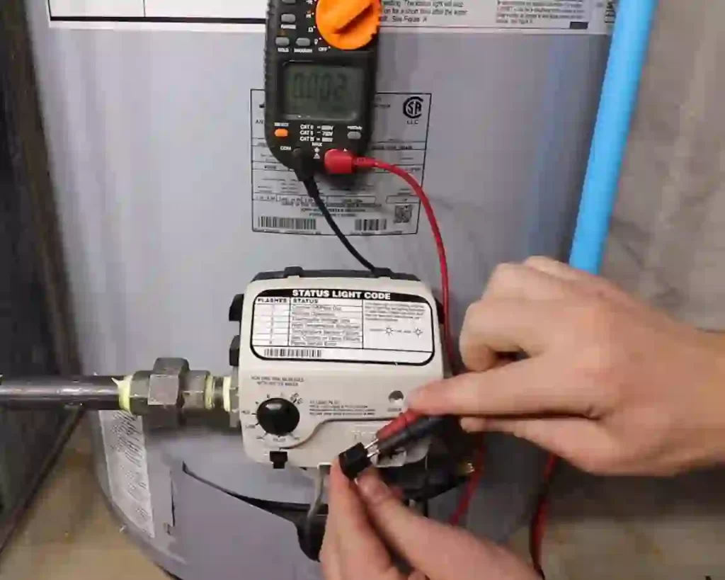 Attaching the multimeter leads to the thermocouple wiring connector