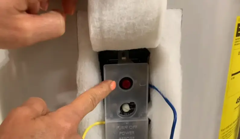 reset button on Reliance Water Heater