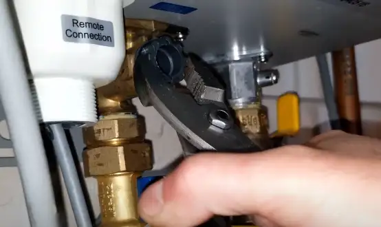 Removing the cold water inlet filter with a channel lock