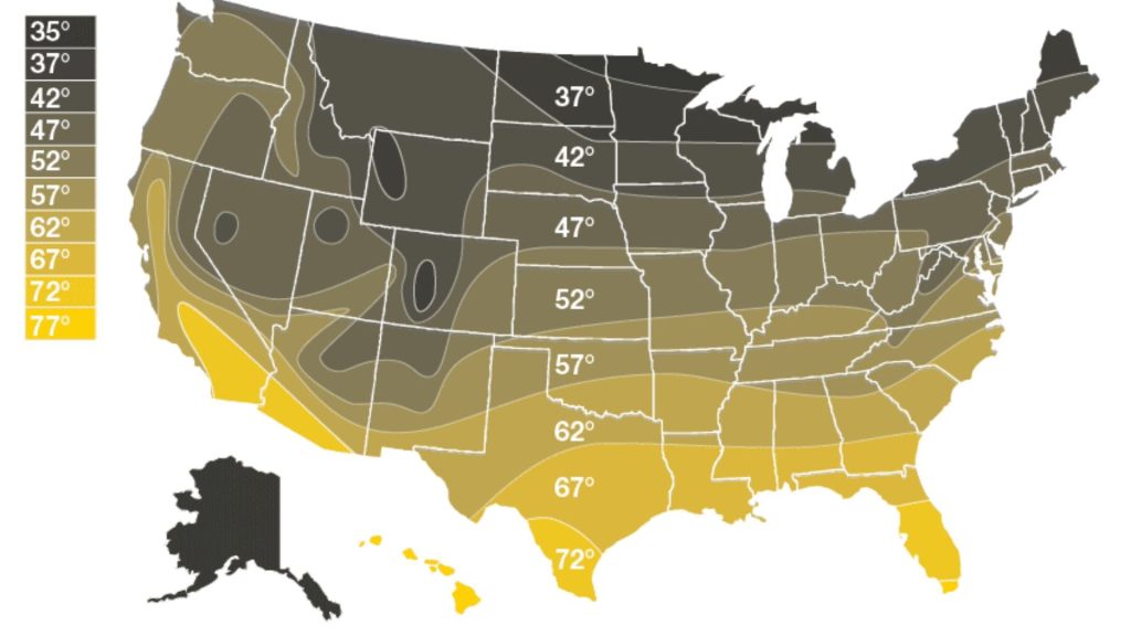 US Local Groundwater Temperature Map