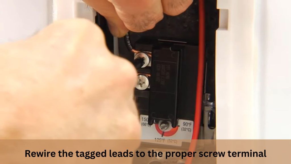 Rewire the tagged leads to the proper screw terminal