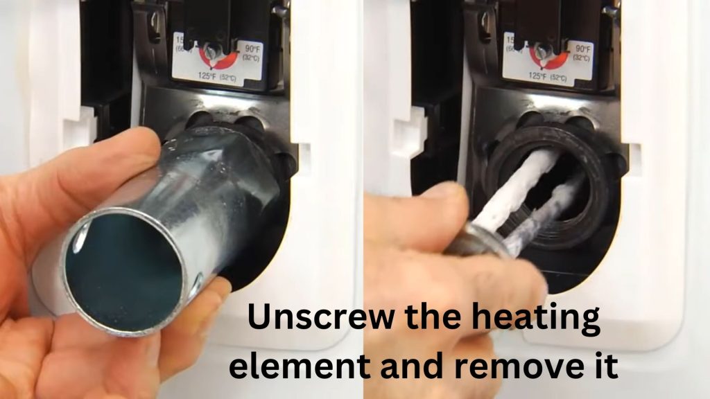 Unscrew the heating element and remove it from the unit