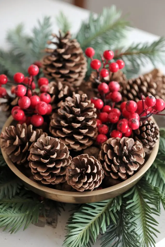 Bowl of Pinecones and Berries