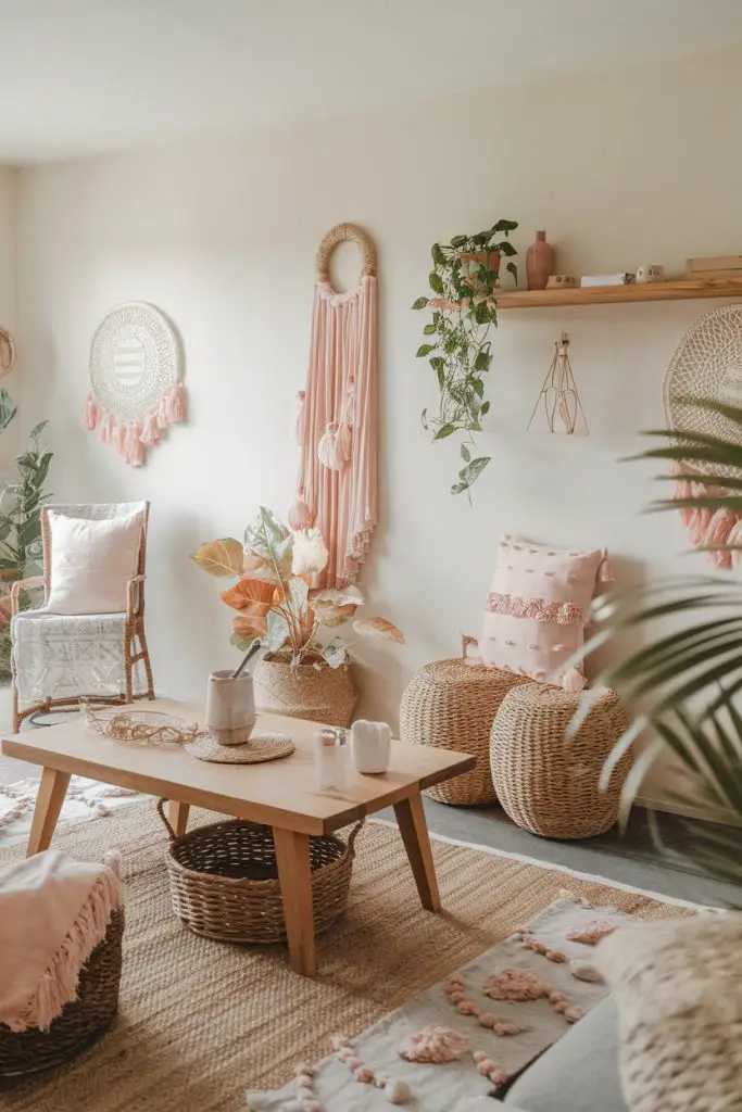 Natural Textures Paired with Pink for a Boho Vibe