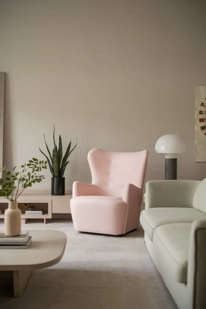 Pale Pink Accent Chair for Subtle Charm