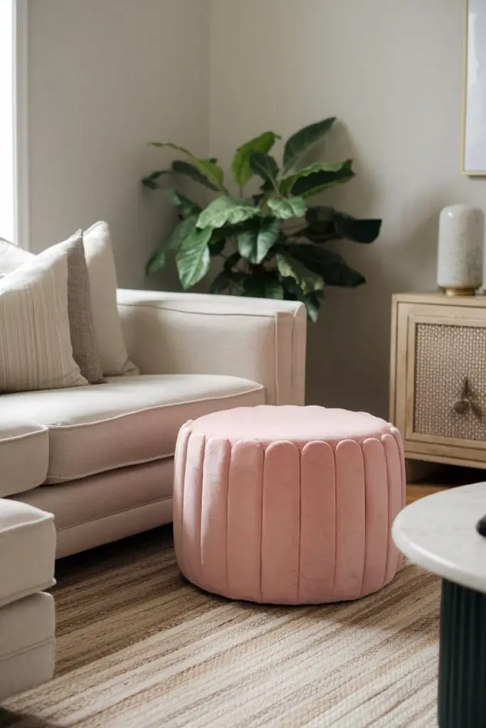 Pink Ottoman or Pouf for Practical Style