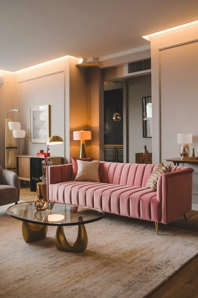 Pink Velvet Sofa for Luxurious Comfort