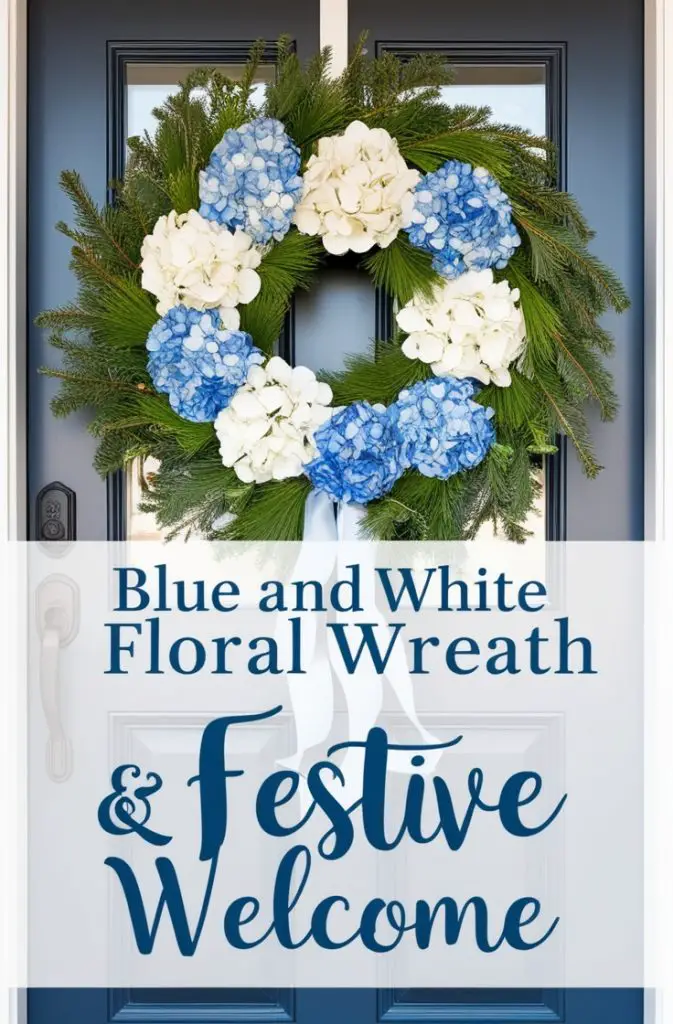 Blue and White Floral Wreath