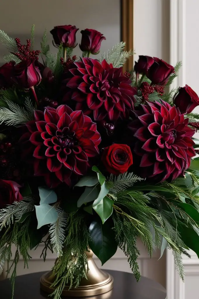 Dark Red Floral Arrangements