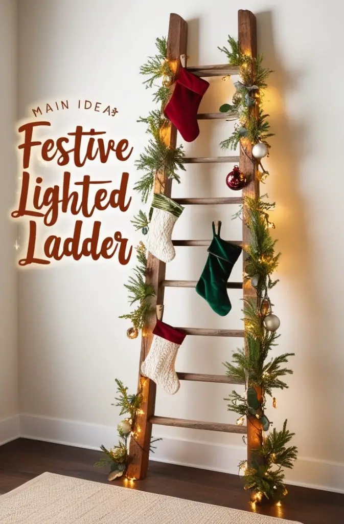 Festive Lighted Ladder