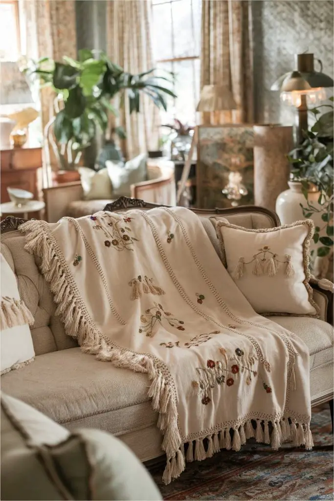 Fringed and Embroidered Throws