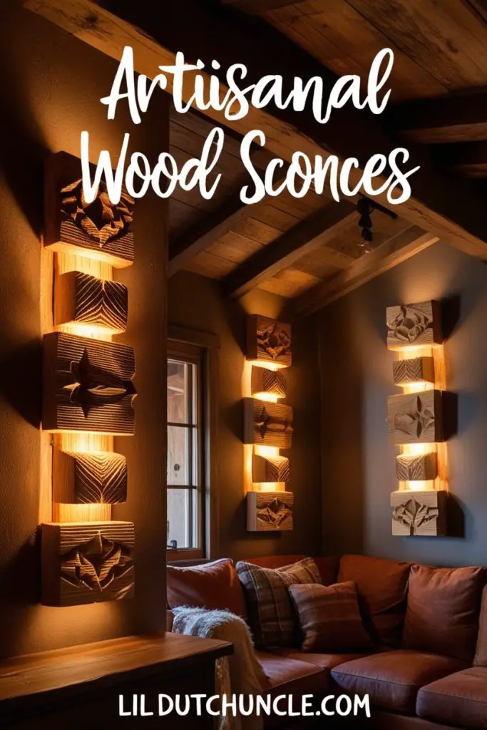 Hand-Carved Wood Sconces