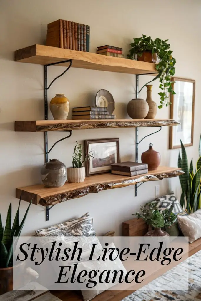 Live-Edge Floating Shelves