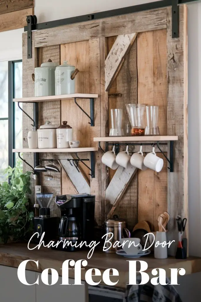 Reclaimed Barn Door Coffee Bar