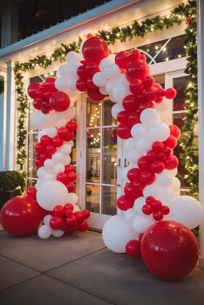 Red and White Balloon Arch