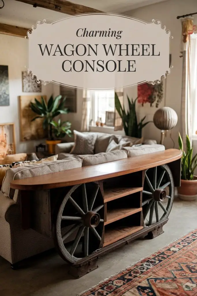 Repurposed Wagon Wheel Media Console