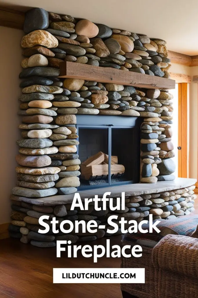 Stone-Stack Fireplace Surround