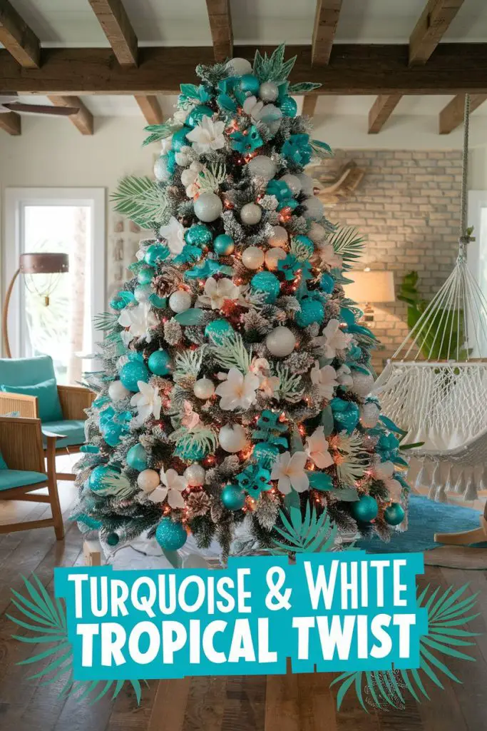 Turquoise and White Tropical Twist