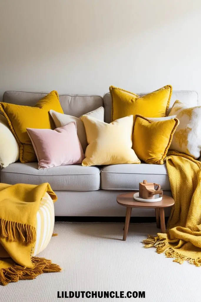 Yellow Cushions and Throws