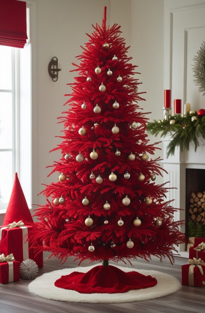 bold red statement tree