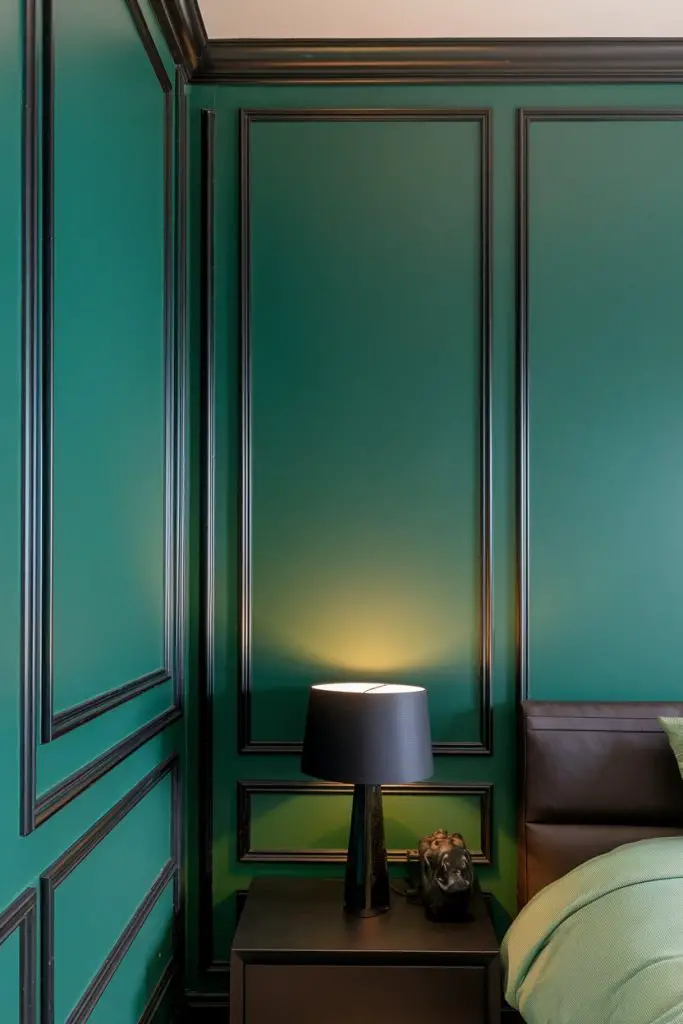 Emerald Green and Black Accent Walls