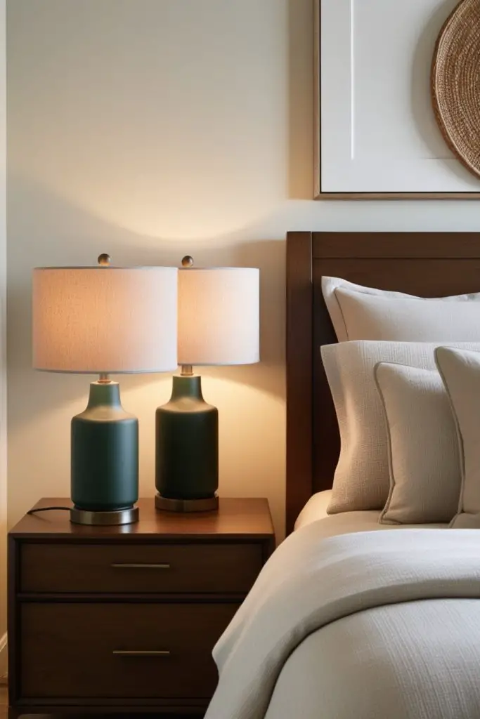 Forest Green Bedside Lamps with Matte Finishes