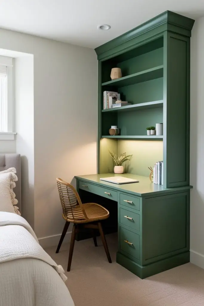 Forest Green Built-In Desk Nook