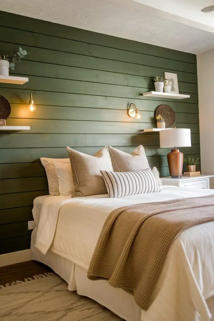 Forest Green Shiplap Accent Wall