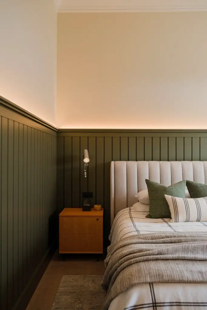 Forest Green Wainscoting with Neutral Upper Walls