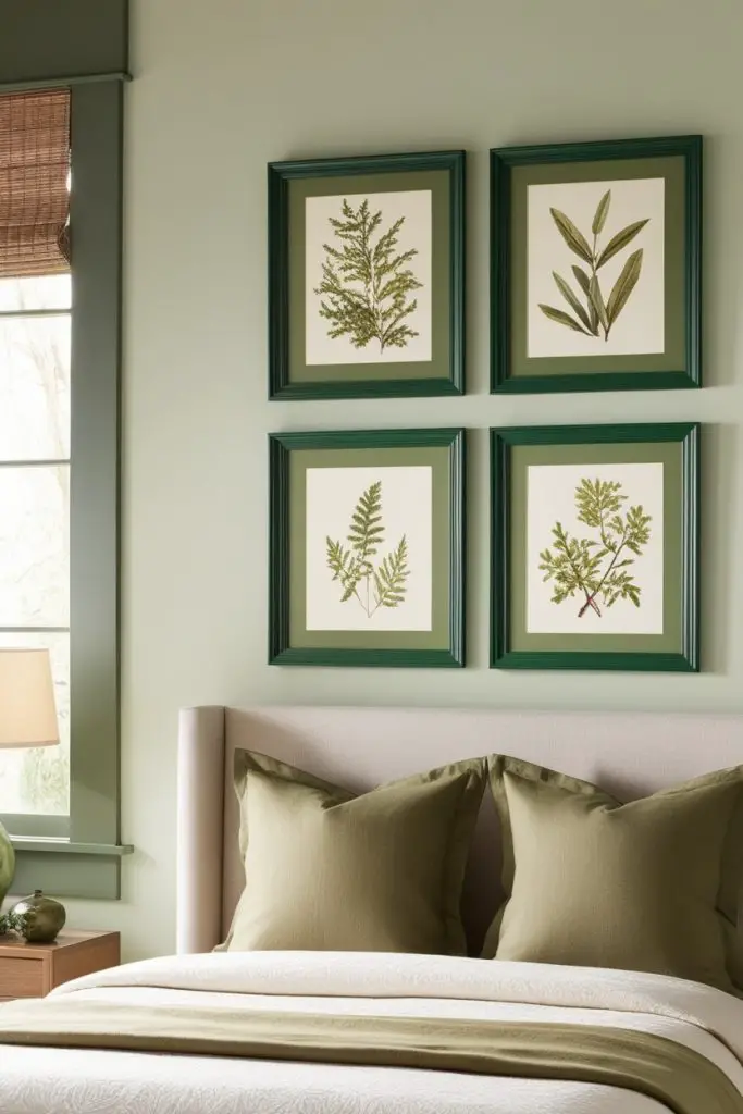 Forest Green Wall Art with Botanical Prints