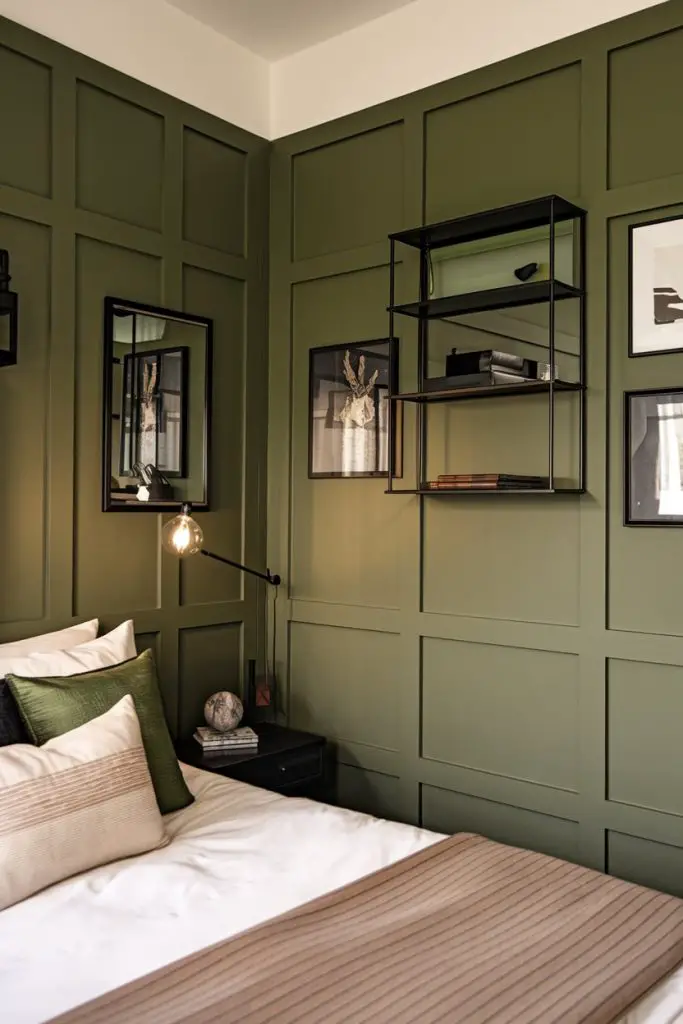 Green Paneling with Black Frames