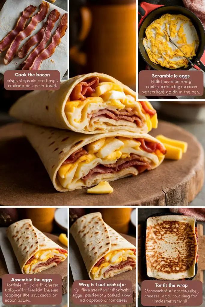 How To Make Cheesy Bacon and Egg Breakfast Wrap