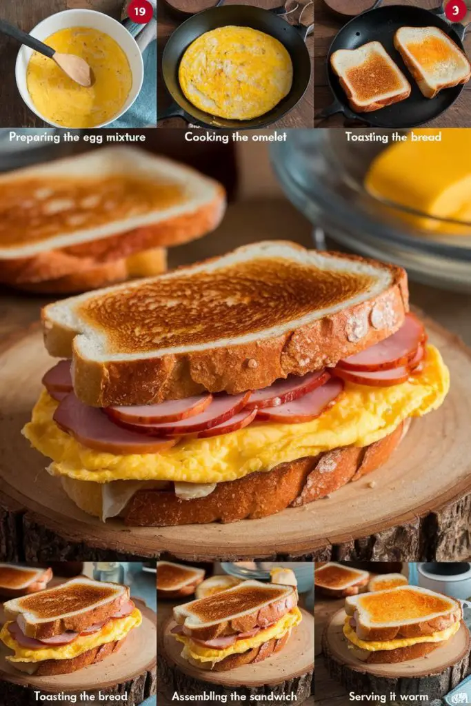 How To Make Ham and Cheese Omelet Sandwich