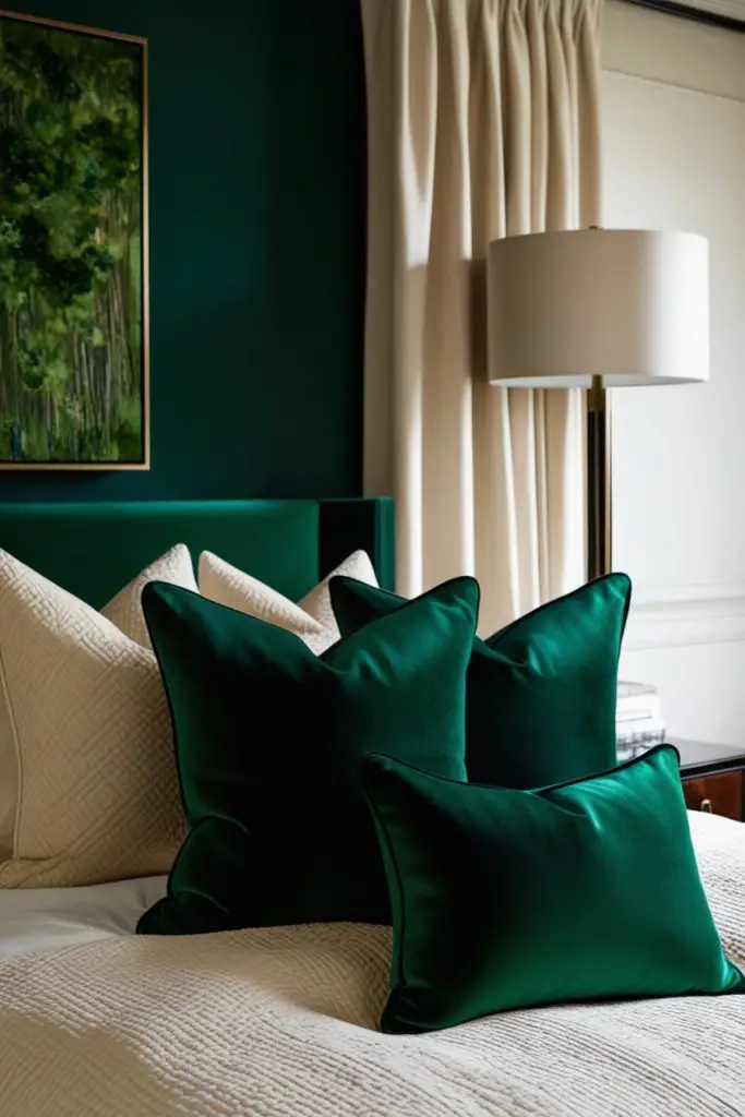 Hunter Green Velvet Throw Pillows