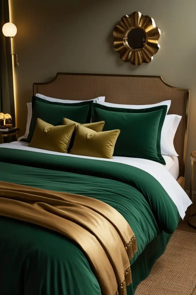 Hunter Green and Gold Bedding