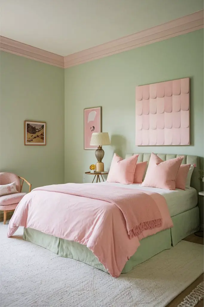 Light Green with Pink Accents