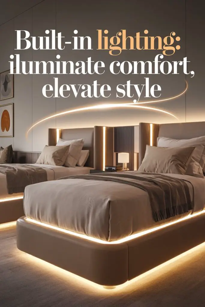 Twin Beds with Built-in Lighting