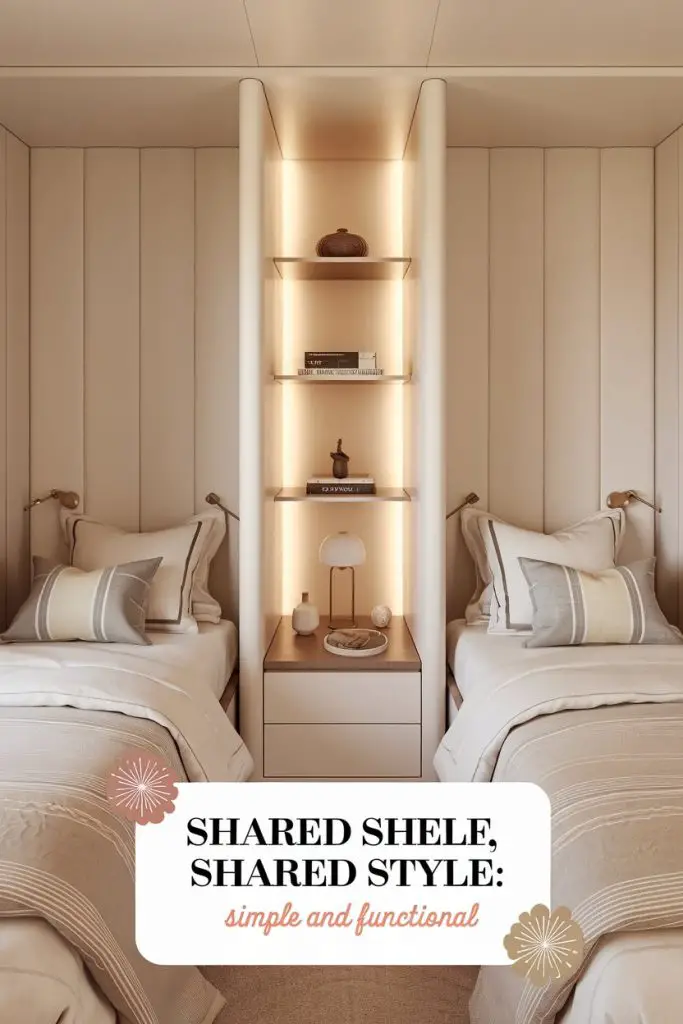 Twin Beds with a Shared Central Shelf