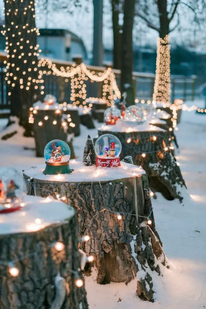 Twinkle-Covered Tree Stumps