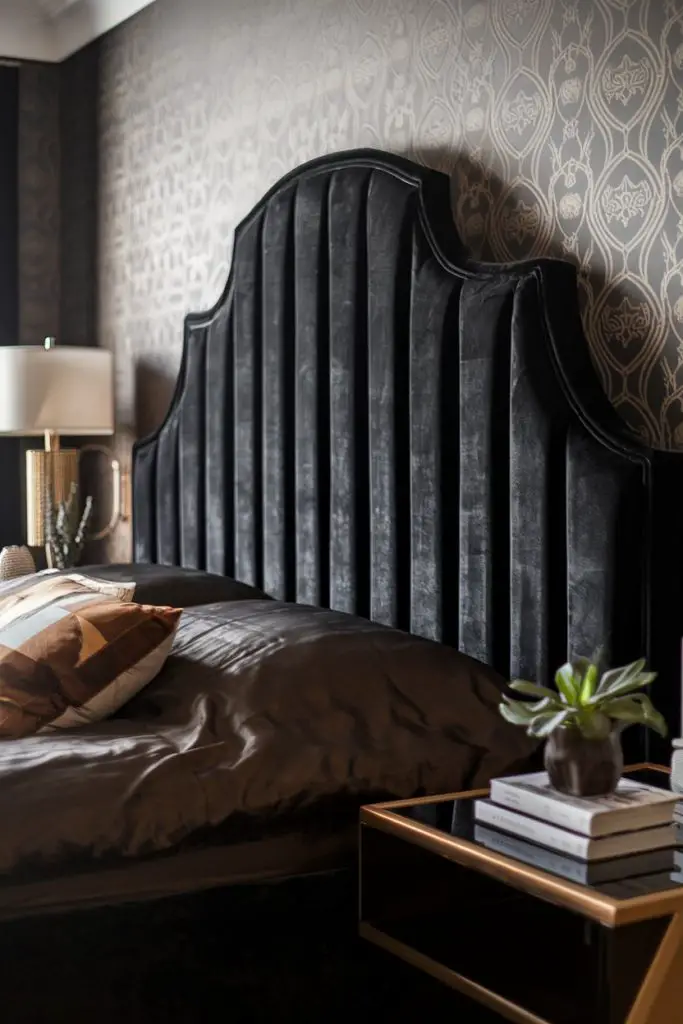 Black Velvet Headboard for a Luxurious Look