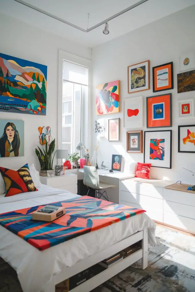 Combine White Furniture with Vibrant Art