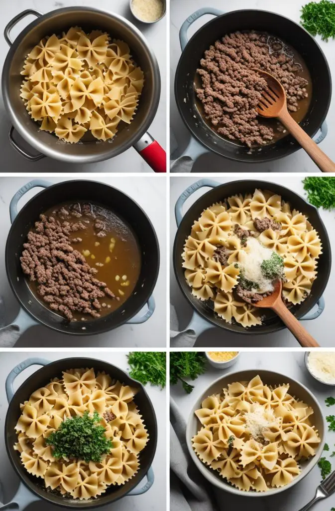 How to Make Creamy Beef and Bowtie Pasta