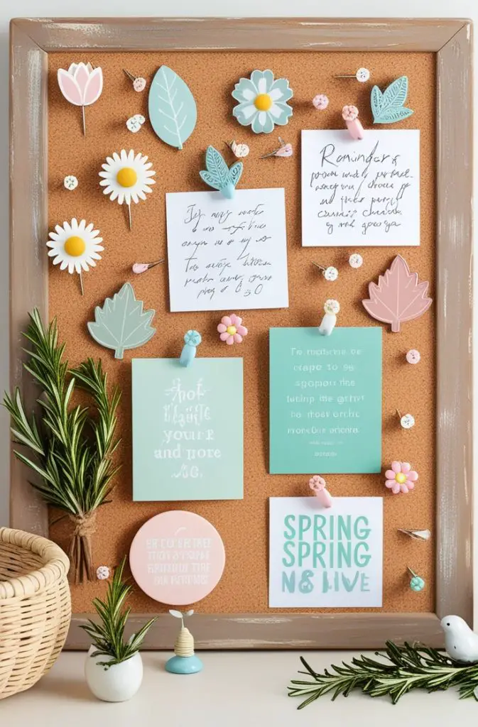 Cork Board with Spring-Themed Pins