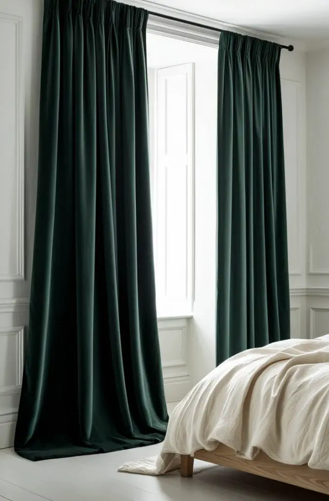  Dark Green Curtains with White Walls