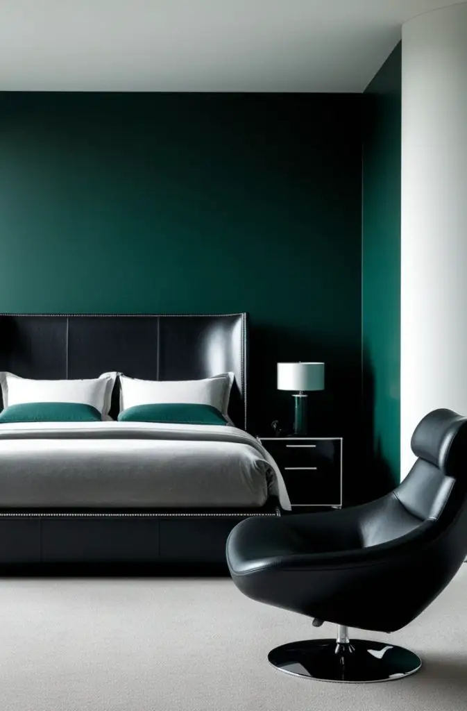 Deep Green and Black Leather Furniture